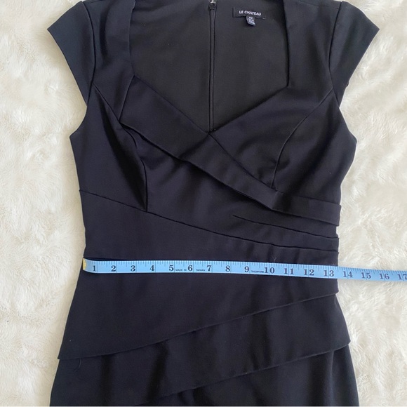 Le Chateau Little Black Dress - midi, cap sleeve, wrap detail - Picture 9 of 10